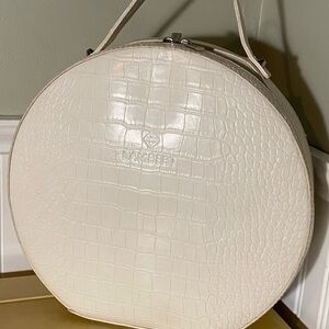 Cream Croc-Embossed Travel Bag